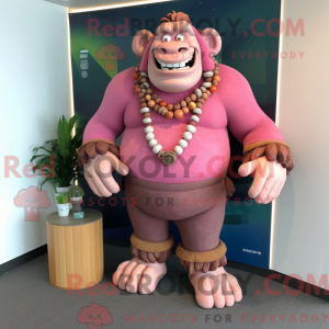 Pink Ogre maskot kostume...