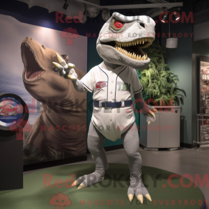 Sølv T Rex maskotdraktfigur...