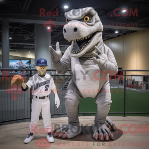 Silver T Rex mascot costume...