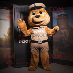 Rust Police Officer mascot costume character dressed with a Jumpsuit and Wraps