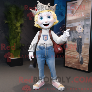 Hvid Queen maskot kostume...