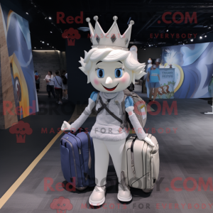Hvid Queen maskot kostume...