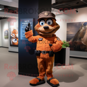 Rust Police Officer mascot costume character dressed with a Jumpsuit and Wraps