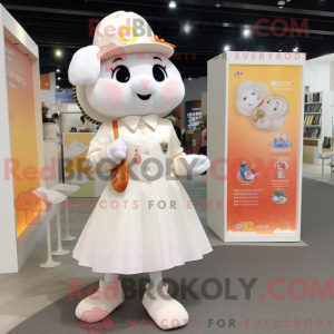 Hvid Abrikos maskot kostume...