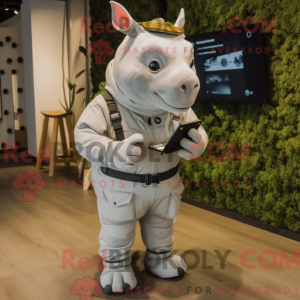 Hvit Rhinoceros maskot...