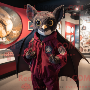 Maroon Bat maskot kostume...