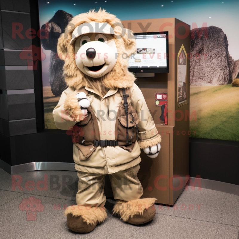Beige Bagels mascot costume character dressed with a Parka and Wallets Beige Bagels mascot costume character dressed with a Parka and Wallets