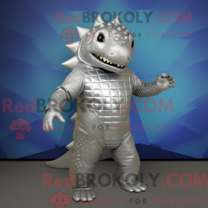 Sølv Ankylosaurus maskot...