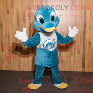 Teal Snake maskot kostume...