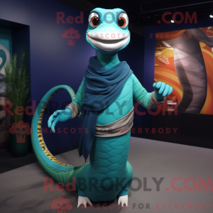 Teal Snake Maskottchen...