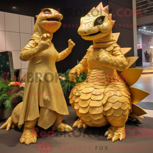 Guld Ankylosaurus maskot...