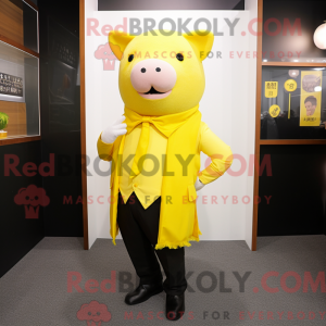 Gul Sow maskot drakt...