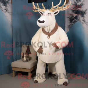 Hvid rensdyr maskot kostume...