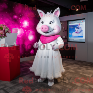 Magenta Pig Maskottchen...