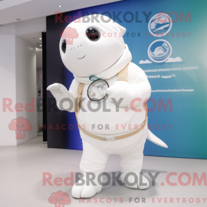 Cream Beluga Whale maskot...