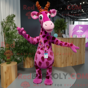 Magenta Giraffe maskot...