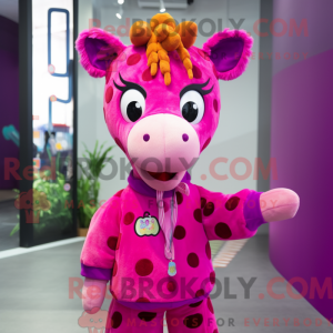 Magenta Giraffe maskot...