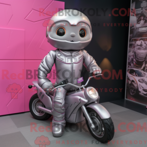 Sølv Pink maskot kostume...