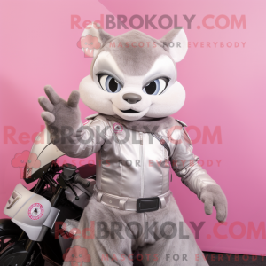 Sølv Pink maskot kostume...