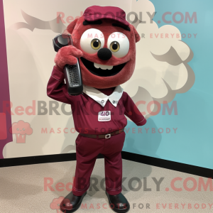 Maroon Phone mascot costume...