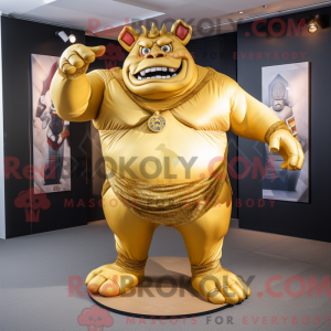Gold Ogre maskot kostume...