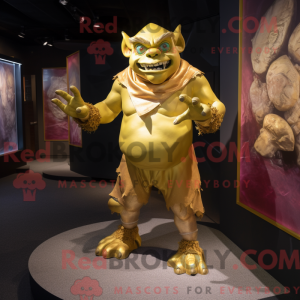 Fantasia de mascote de ogro dourado com macacão e presilhas de cachecol - Mascotes Ogros - REBROKO_334783 - RedBrokoly.com