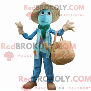 Cyan fugleskræmsel maskot...