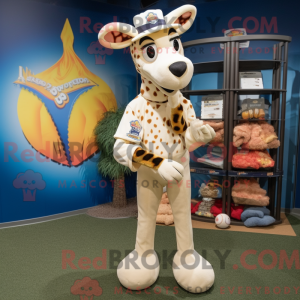 Hvid Giraffe maskot kostume...