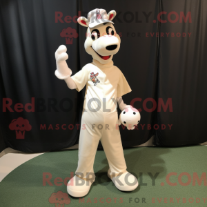 Hvid Giraffe maskot kostume...