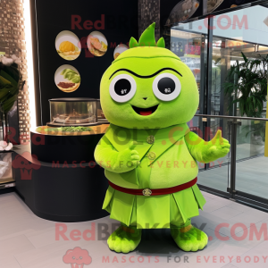 Lime grön Dim Sum maskot...