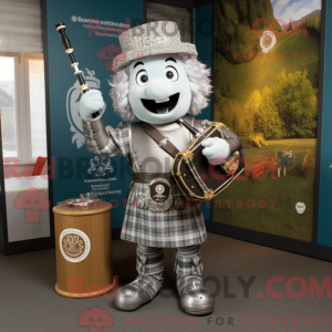 Sølv sekkepipe maskot drakt...