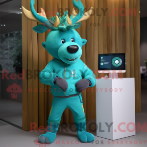Cyan Elk maskot kostume...