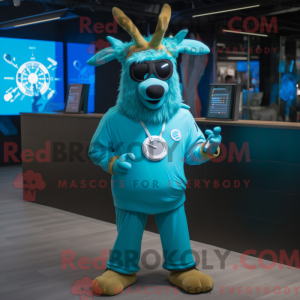 Cyan Elk maskot kostume...
