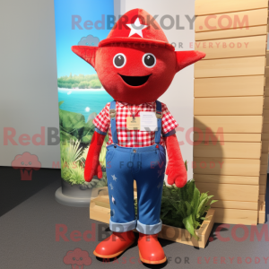 Red Starfish mascot costume...
