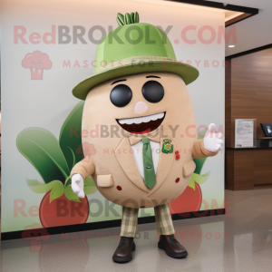 Tan Watermelon mascot costume character dressed with a Suit Jacket and Headbands