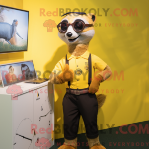 Gul Meerkat maskot kostume...