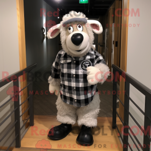 Silver Suffolk Sheep mascot...