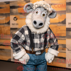 Silver Suffolk Sheep mascot...