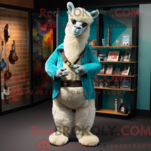 Teal Alpaca mascot costume...