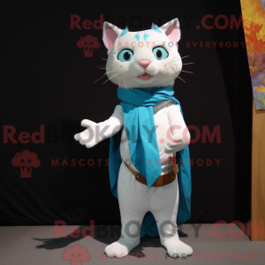 Cyan Cat maskot kostume...