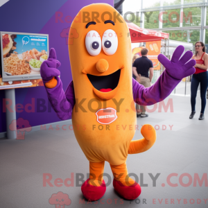 Fantasia de mascote Currywurst roxo com macacão e presilhas de cabelo - Mascotes Currywurst - REBROKO_335079 - RedBrokoly.com