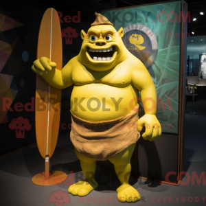 Gele Ogre mascottekostuum...