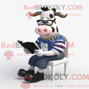 Navy Holstein Cow maskot...