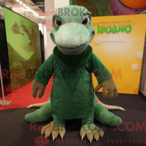 Grøn Komodo Dragon maskot...