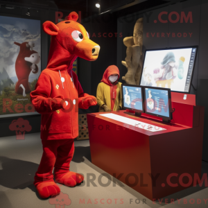 Rød Giraffe maskot kostume...