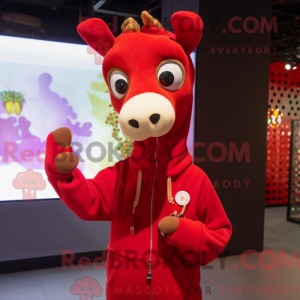 Rød Giraffe maskot drakt...
