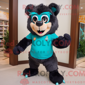 Teal Brillenbär Maskottchen...