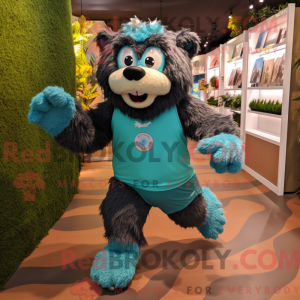 Teal Brillenbär Maskottchen...