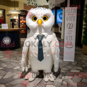 Witte Uil mascotte kostuum...