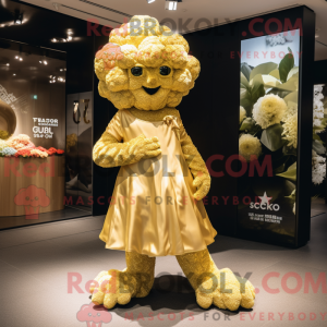 Guld blomkål maskot kostume...